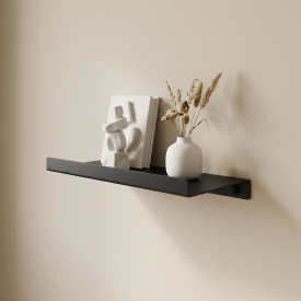 Полка настенная 22x12 см со скрытым креплением металл цвет черный