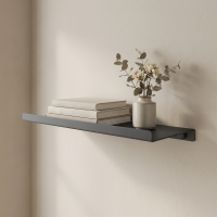 Полка настенная 33x12 см со скрытым креплением металл цвет черный