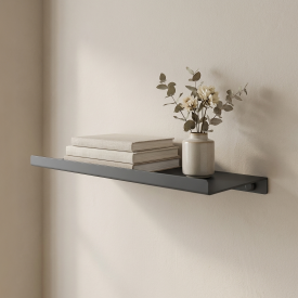 Полка настенная 33x12 см со скрытым креплением металл цвет черный