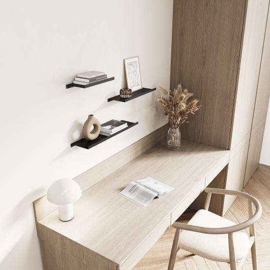 Полка настенная 33x12 см со скрытым креплением металл цвет черный