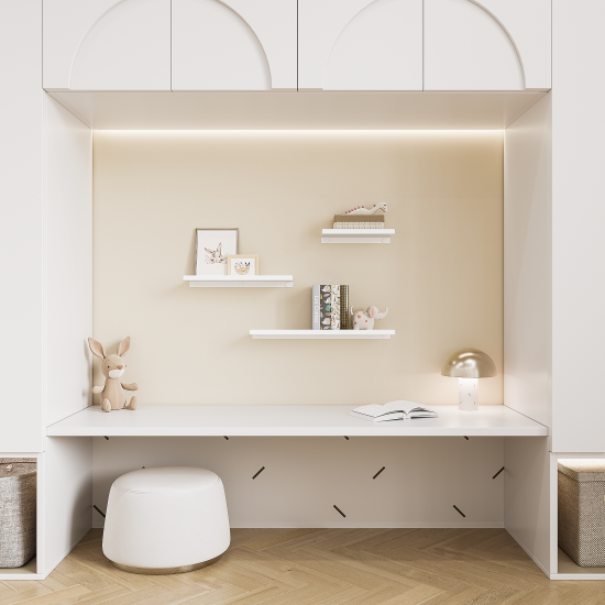 Полка настенная 22x12 см со скрытым креплением металл цвет белый