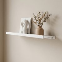 Полка настенная 33x12 см со скрытым креплением металл цвет белый