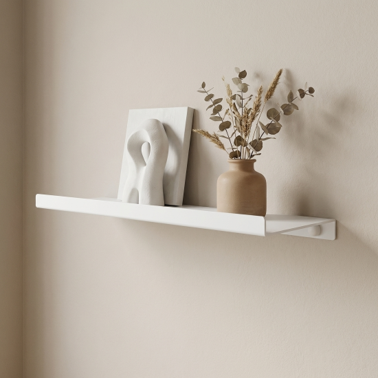Полка настенная 33x12 см со скрытым креплением металл цвет белый