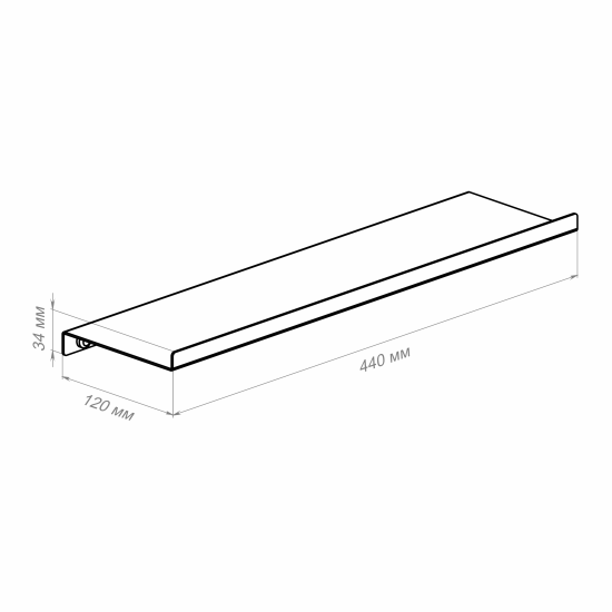 Полка настенная 44x12 см со скрытым креплением металл цвет черный
