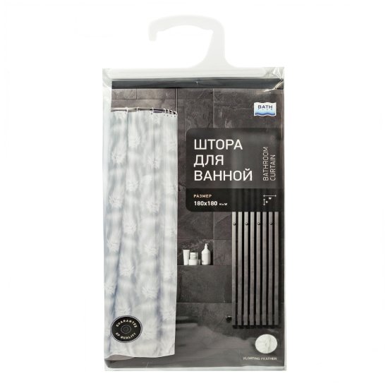 Штора для ванной Bath Plus Charme Red Floating Feather 180x180 см полиэстер цвет серый