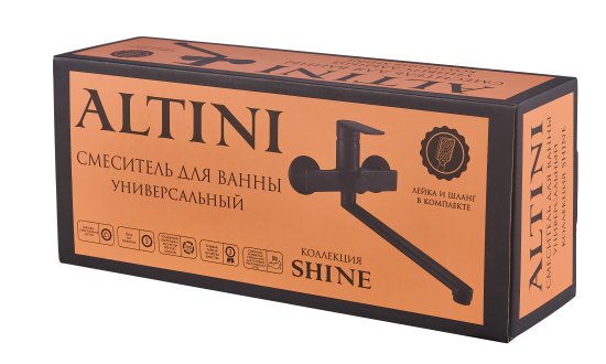 Смеситель для ванны Altini Shine 90531000-B однорычажный универсальный цвет черный матовый
