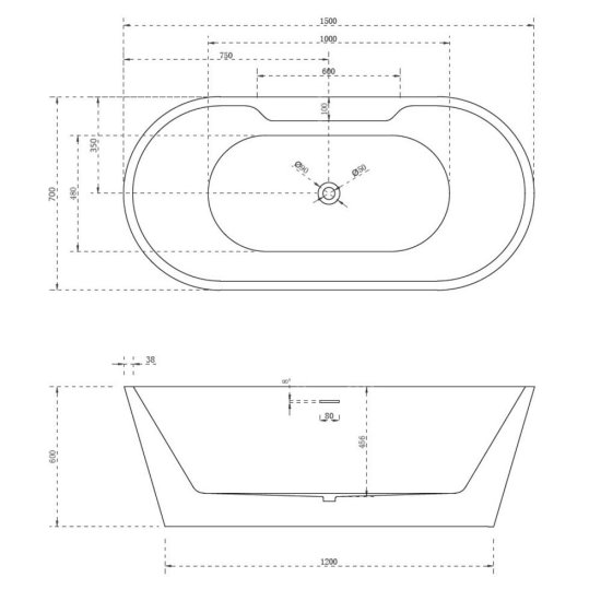 Ванна акриловая Abber 150х70 см отдельностоящая с ножками (AB9299-1.5)