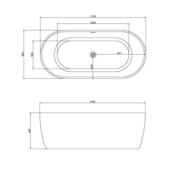 Ванна акриловая Abber 175,5х80 см отдельностоящая с ножками (AB9219)