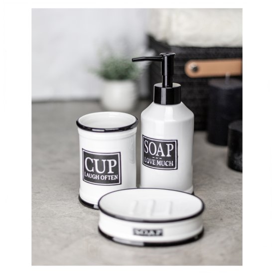 Дозатор для жидкого мыла Bath Plus Bene W-CE2375AA-LD керамика цвет белый с черными вставками