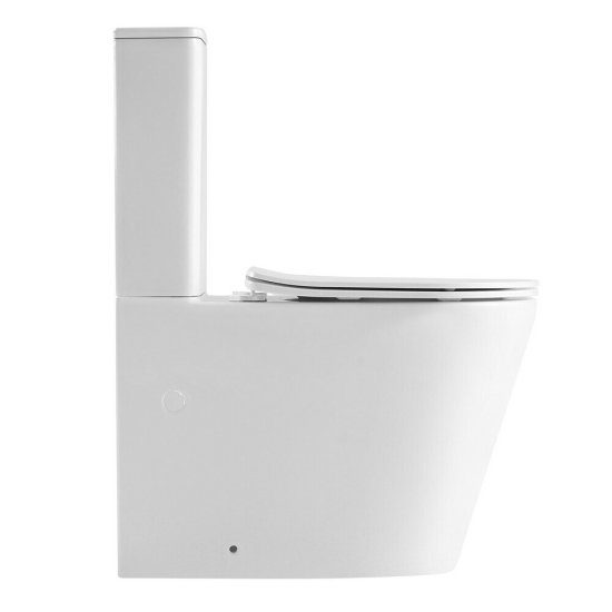 Унитаз-компакт Abber Bequem безободковый с горизонтальным выпуском с сиденьем дюропласт микролифт белый матовый (AC1112TMW)