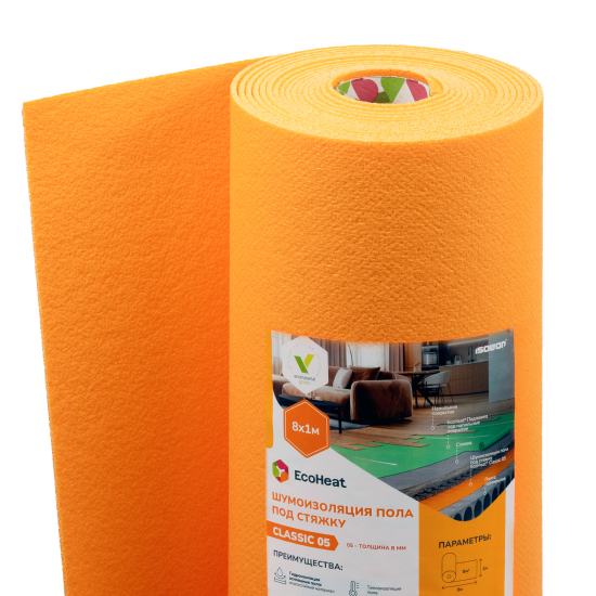 Подложка под плавающую стяжку Ecoheat 5 мм 8x1 м