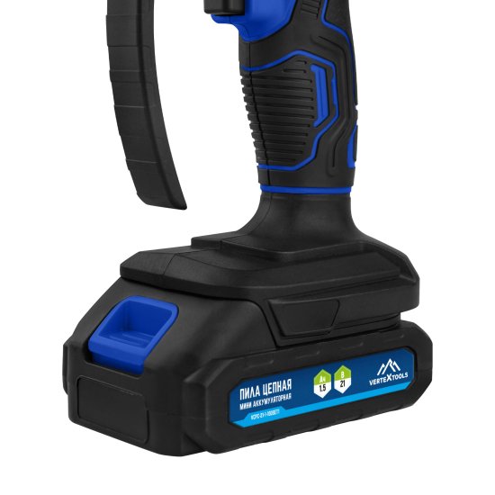 Пила цепная аккумуляторная Vertextools VCPC-21-1-100SET1 21 В шина 10 см 1.5 Ач АКБ и ЗУ входит в комплект