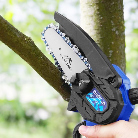 Пила цепная аккумуляторная Vertextools VCPC-21-1-100SET1 21 В шина 10 см 1.5 Ач АКБ и ЗУ входит в комплект