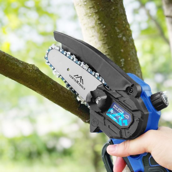 Пила цепная аккумуляторная Vertextools VCPC-21-1-100SET1 21 В шина 10 см 1.5 Ач АКБ и ЗУ входит в комплект