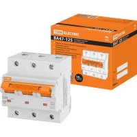Автомат TDM ВА47-125 3Р, 20 А, 15 кА, С