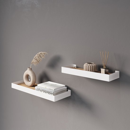 Комплект настенных полок 32x11x3.5/40x15x3.5 см со скрытым креплением металл цвет белый 2 шт.