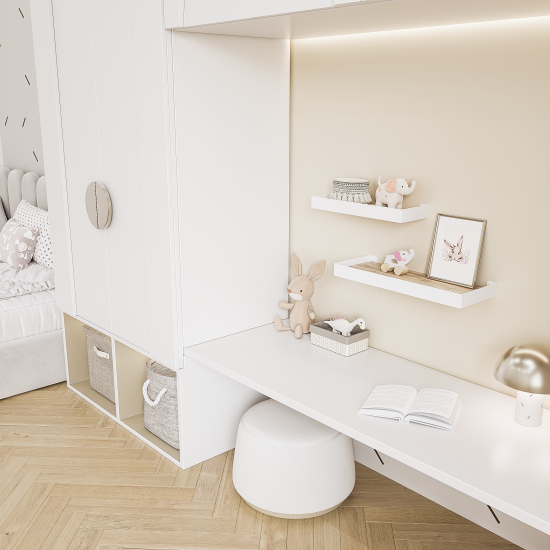 Комплект настенных полок 32x11x3.5/40x15x3.5 см со скрытым креплением металл цвет белый 2 шт.