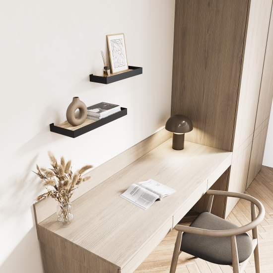 Комплект настенных полок 32x11x3.5/40x15x3.5 см со скрытым креплением металл цвет белый 2 шт.