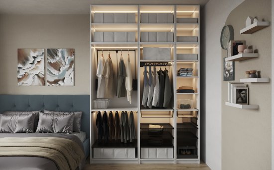 Комплект настенных полок 32x11x3.5/40x15x3.5 см со скрытым креплением металл цвет белый 2 шт.