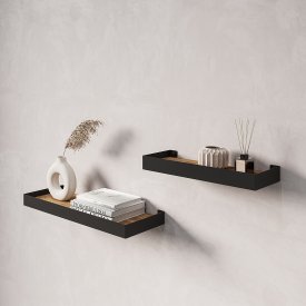 Комплект настенных полок 32x11x3.5/40x15x3.5 см со скрытым креплением металл цвет черный 2 шт.