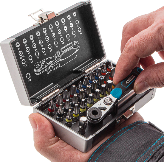 Отвертка с набором бит Gross 11365, 33 предмета