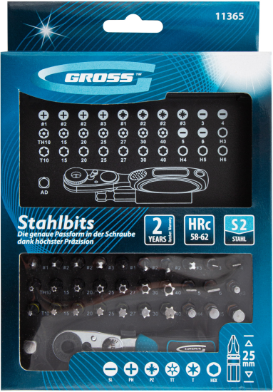 Отвертка с набором бит Gross 11365, 33 предмета