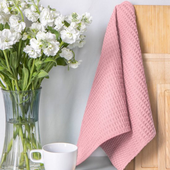 Полотенце вафельное кухонное Verossa Пион 40х70 см розовое