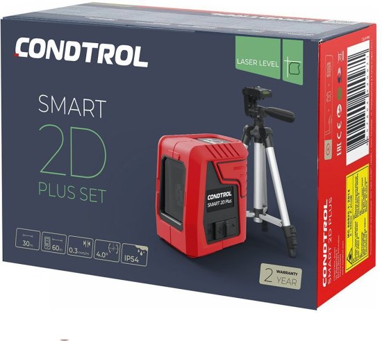 Уровень лазерный Condtrol Smart 2D Plus Set зеленый луч штатив в комплекте, 30 м