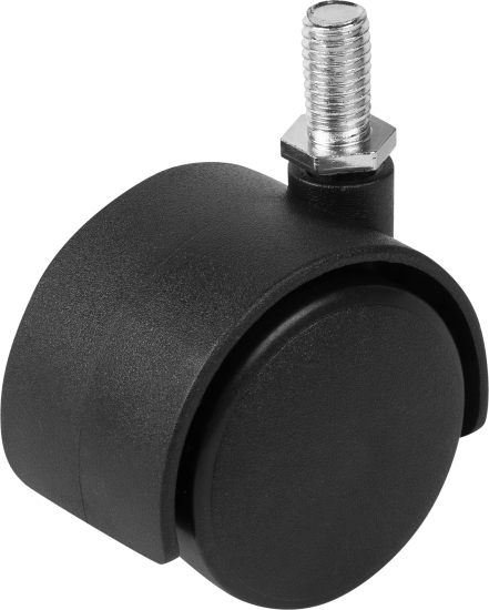 Колесо для мебели поворотное без тормоза с резьбой 40 мм максимальная нагрузка 30 кг