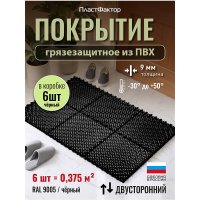 Коврик-покрытие грязезащитное Пластфактор Optima Duos глубокий черный RAL 9005 0,375 кв.м 9 мм