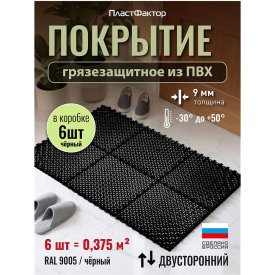 Коврик-покрытие грязезащитное Пластфактор Optima Duos глубокий черный RAL 9005 0,375 кв.м 9 мм