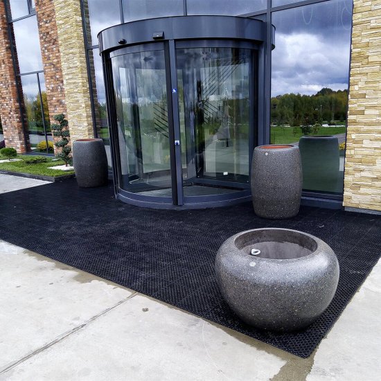 Плитка модульная ПВХ грязезащитная Пластфактор Optima Duos Глубокий черная RAL 9005 0,375 кв.м 9 мм