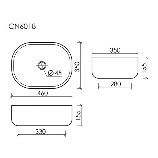 Раковина Ceramicanova Element 46 см накладная белая (CN6018)