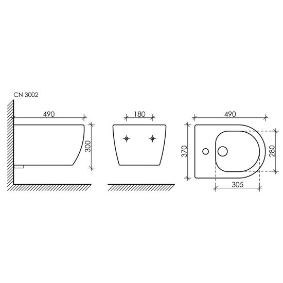 Биде Ceramicanova Play подвесное (CN3002)