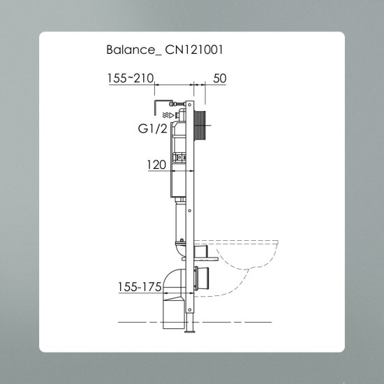 Инсталляция Ceramicanova Balance для подвесного унитаза без кнопки (CN121001)