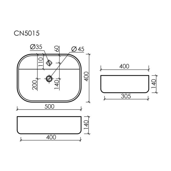 Раковина Ceramicanova Element 50 см накладная белая (CN5015)
