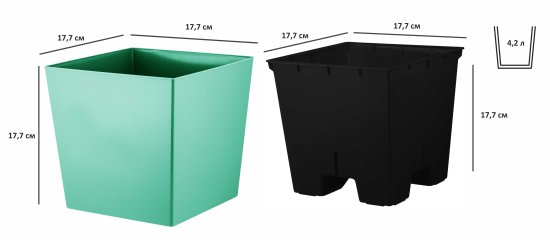 Горшок цветочный Ingreen Cube ø17.7 см 4.2 л пластик эвкалиптовый рассвет