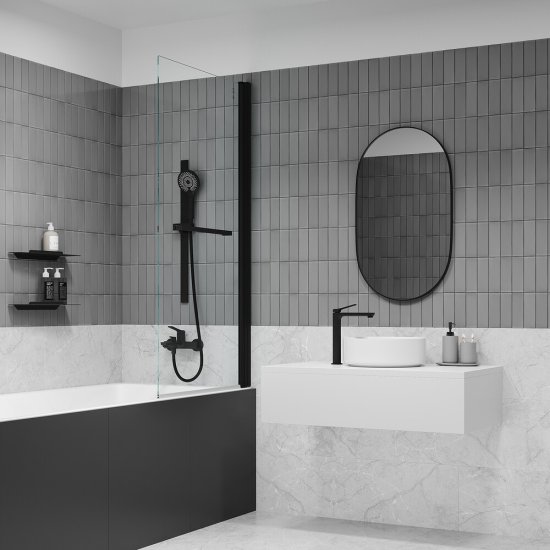 Смеситель для ванны Iddis Parker черный однорычажный с коротким изливом без лейки (PARBL02i02WA)