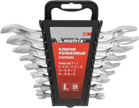Набор ключей рожковых Matrix 15276 6-22 мм, 8 шт.