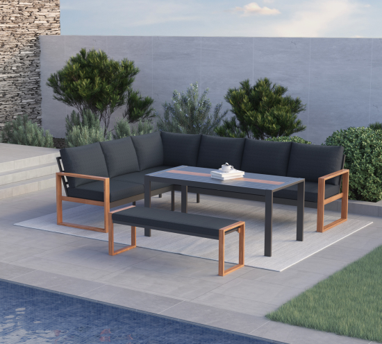 Набор садовой мебели BEGINIA Tekos алюминий серый стол 1шт, диван 1 шт.
