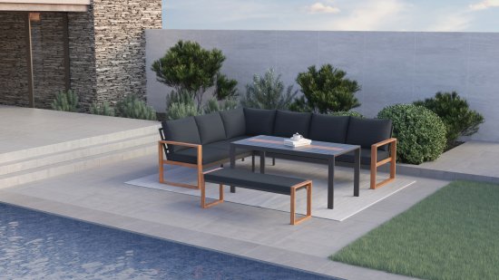 Набор садовой мебели BEGINIA Tekos алюминий серый стол 1шт, диван 1 шт.