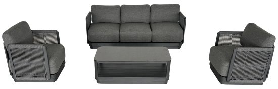 Набор садовой мебели для отдыха с подушками BEGINIA Tobol Алюминий Стол, диван, кресло 2 шт Серый / серебристый