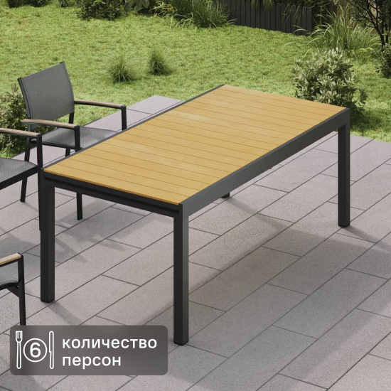 Раздвижной садовый стол BEGINIA Beshtau 180-240x100x75 см алюминий бежевый