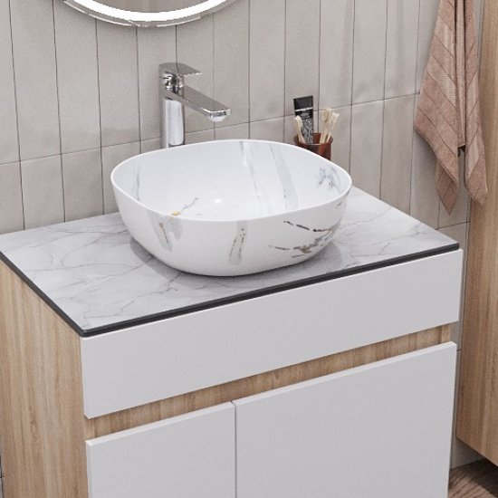 Столешница в ванную Fusion F60JP 60x47 см HPL-пластик цвет жемчужный перито