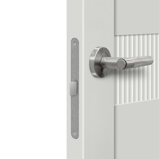 Дверь межкомнатная глухая Сиена Г 90x200 см ПЭТ белый с замком и петлями