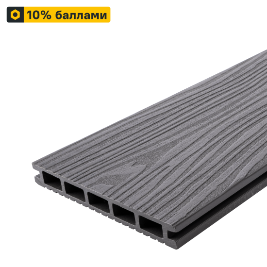 Террасная доска ДПК T-Decks цвет Серый 3000x150x20 мм двусторонний вельвет 0.45 м²