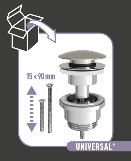 Выпуск для раковины MONLID 40 мм клик-клак с переливом никель