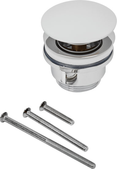 Выпуск для раковины MONLID 40 мм клик-клак с переливом белый