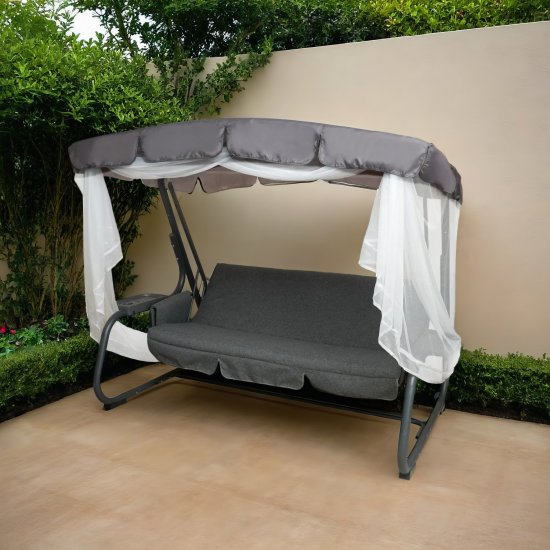 Качели садовые Nateria Ривьера 3-х местные 280 кг цвет серый