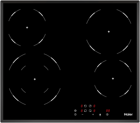 Электрическая варочная поверхность Haier HHY-C64DVB 59x52см 4 конфорки цвет черный